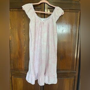 Miss Elaine 100% Cotton Pink Paisley Ruffle Nightgown Style 209710